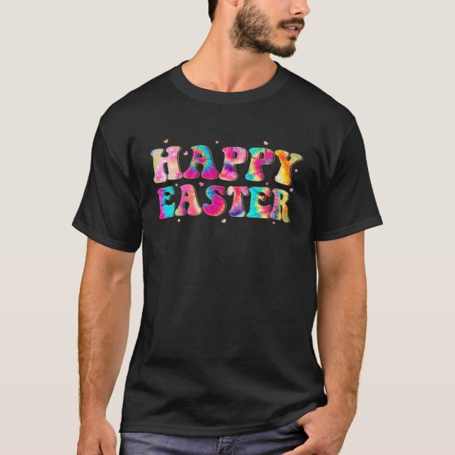 Happy Easter Bunny Rabbit Eggs Hippie Groovy Easte T-Shirt (Front)