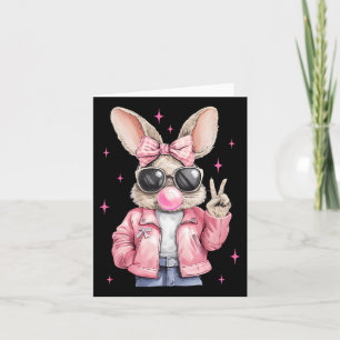 Happy Easter Bunny Rabbit Face Coquette Bow Easter Card