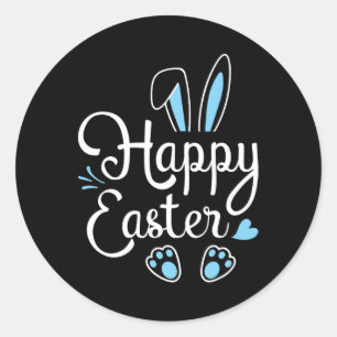 Happy Easter Bunny Rabbit Face Fun Easter Day Men Classic Round Sticker