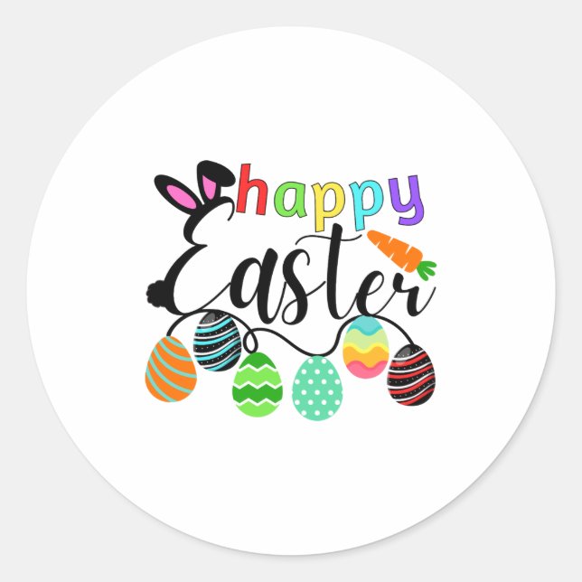 Happy Easter Bunny Rabbit Face Funny Easter Day T  Classic Round Sticker (Front)
