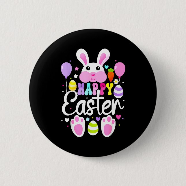 Happy Easter Bunny Rabbit Face Funny Easter Day To 2 Inch Round Button (Front)