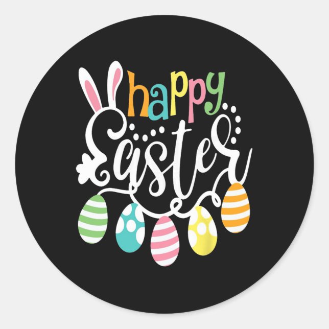 Happy Easter Bunny Rabbit Face Funny Easter Day Wo Classic Round Sticker (Front)
