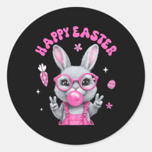 Happy Easter Bunny Rabbit Face Funny Easter Day Wo Classic Round Sticker