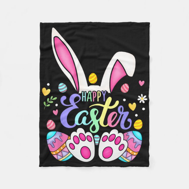 Happy Easter Bunny Rabbit Face Funny Easter Day Wo Fleece Blanket (Front)