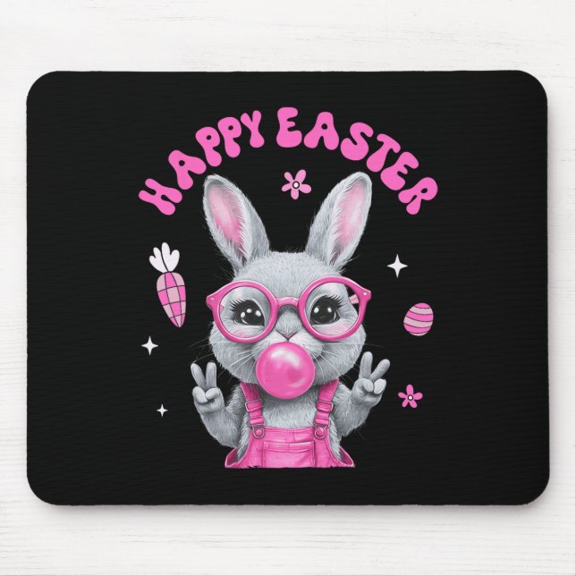 Happy Easter Bunny Rabbit Face Funny Easter Day Wo Mouse Pad (Front)