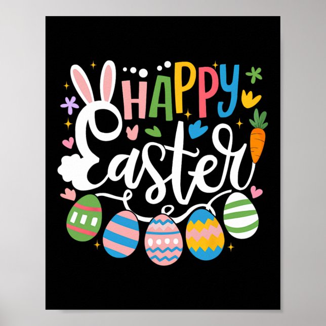 Happy Easter Bunny Rabbit Face Funny Easter Day Wo Poster (Front)