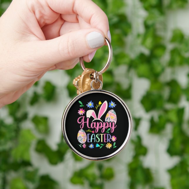Happy Easter Bunny Rabbit Face Funny Keychain (Hand)