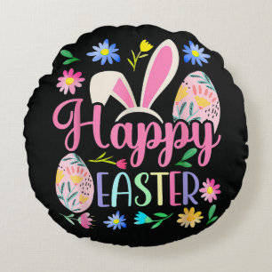 Happy Easter Bunny Rabbit Face Funny Round Pillow