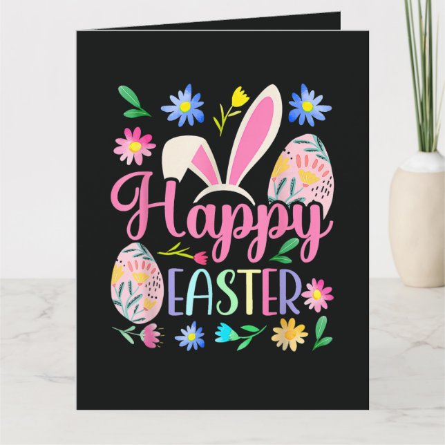 Happy Easter Bunny Rabbit Face Funny Thank You Card (Front)