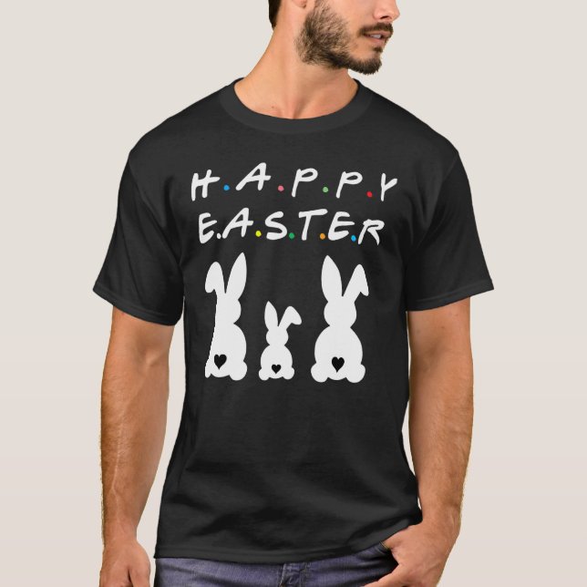 Happy Easter Bunny Rabbit Heart Tail Funny Cute Lo T-Shirt (Front)