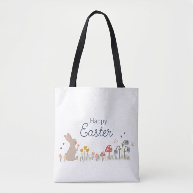 Happy Easter Bunny Rabbit Holiday Cute Tote Bag (Front)