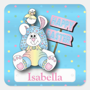 Happy Easter Bunny Rabbit Square Sticker