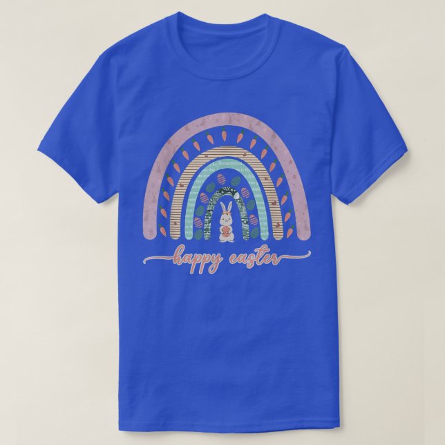 Happy Easter Bunny Rainbow Eggs Cute Rabbit Ears F T-Shirt (Design Front)