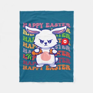 Happy Easter Bunny Rainbow Rabbit Easter Egg Hunt Fleece Blanket