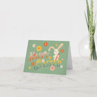 Happy Easter Bunny Retro Personalized Colourful Holiday Card