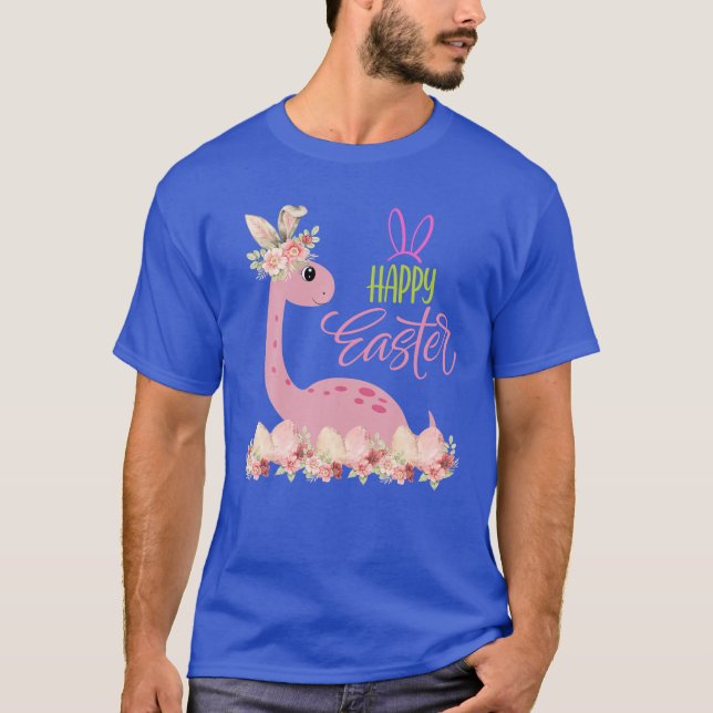 Happy Easter Bunny Saurus Funny Dinosaur Kids Boys T-Shirt (Front)