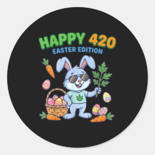 Happy Easter Bunny Smoking _1 Classic Round Sticker