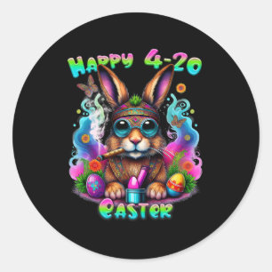 Happy Easter Bunny Smoking Weed Funny Classic Round Sticker