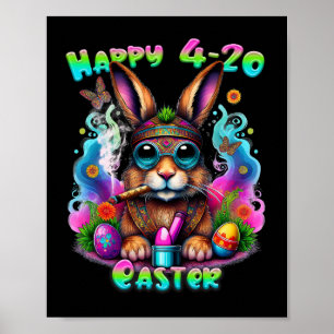 Happy Easter Bunny Smoking Weed Funny Poster