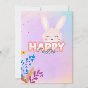 Happy Easter Bunny Spring Colores Editable Holiday Card