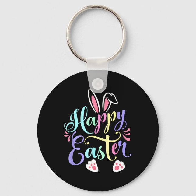 Happy Easter Bunny Spring Easter Egg Easter Shirts Keychain (Front)