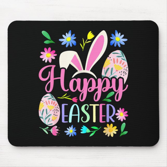 Happy easter bunny spring easter egg easter shirts mouse pad (Front)