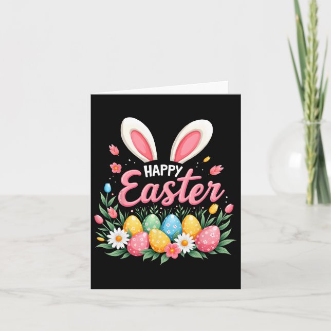 Happy Easter Bunny Spring Easter Egg Easter Women  Card (Front)