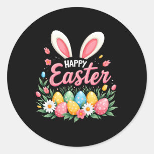 Happy Easter Bunny Spring Easter Egg Easter Women Classic Round Sticker