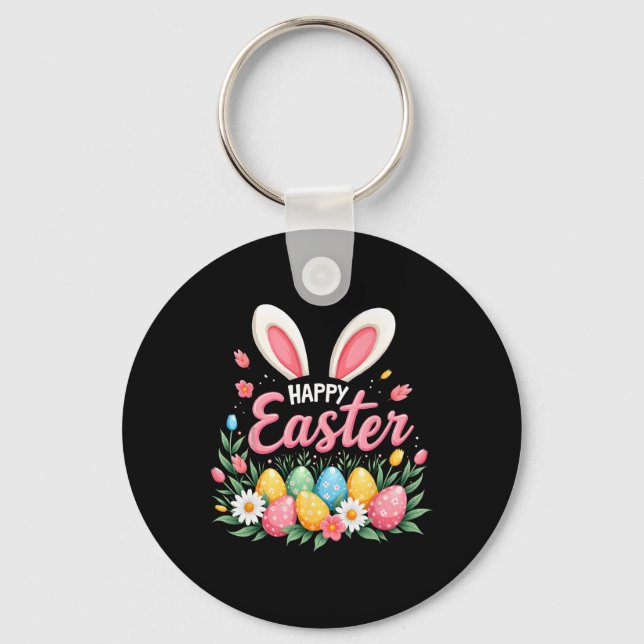 Happy Easter Bunny Spring Easter Egg Easter Women  Keychain (Front)