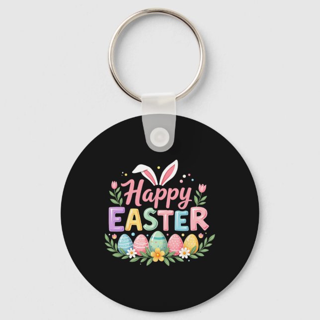Happy Easter Bunny Spring Easter Egg Easter Women  Keychain (Front)