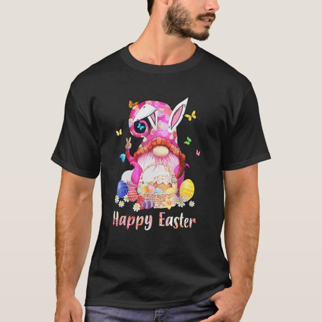 Happy Easter Bunny Spring Gnome Easter Egg Easter T-Shirt (Front)