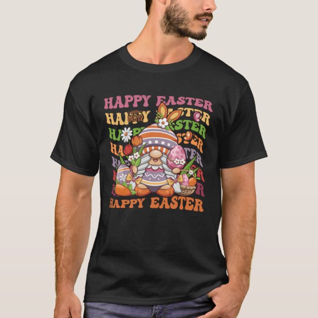 Happy Easter Bunny Spring Gnome  Easter Egg Huntin T-Shirt (Front)