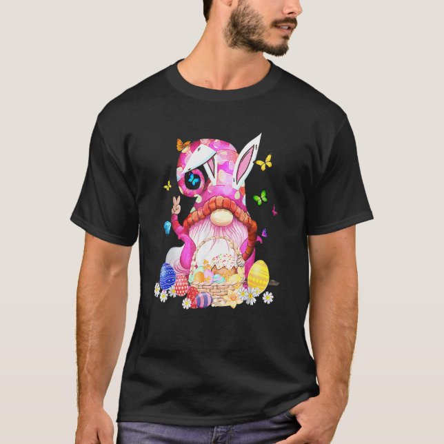 Happy Easter Bunny Spring Gnome Easter Egg Hunting T-Shirt (Front)