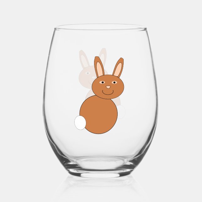 Happy Easter Bunny Stemless Wine Glass (Front)