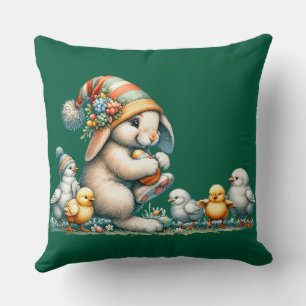 HAPPY EASTER BUNNY T-Shirt Throw Pillow