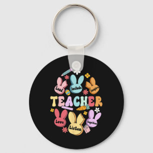 Happy Easter Bunny Teacher Love Lead Include Inspi Keychain