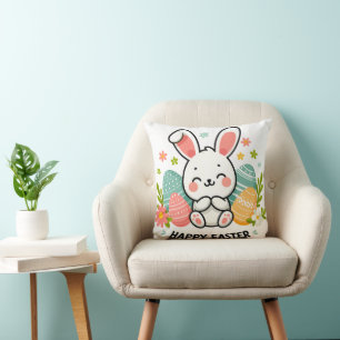 Happy Easter Bunny Throw Pillow