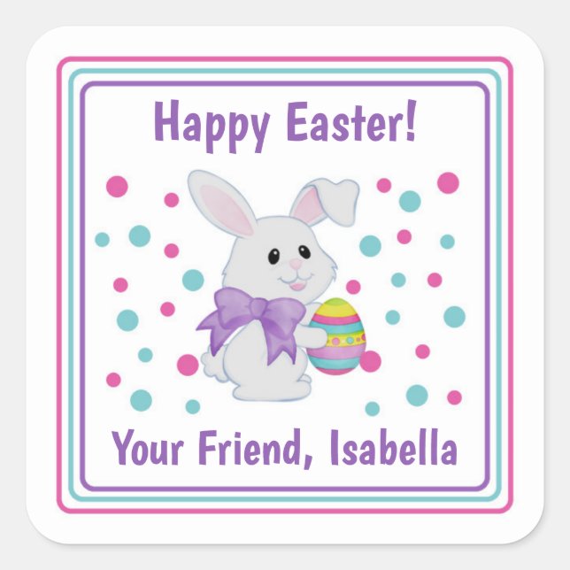 Happy Easter Bunny Treat Bag Labels (Front)
