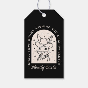 Happy Easter bunny western theme funny greetings Gift Tags