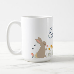 Happy Easter Bunny Wildflowers Cute Holiday Coffee Mug