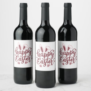 Happy Easter Bunny  Wine Label