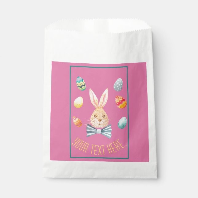 Happy Easter Bunny With Bow Tie Favour Bag (Front)