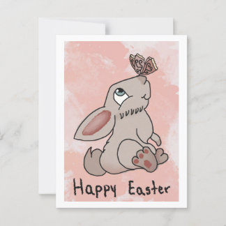 Happy Easter Bunny with Butterfly Postcard