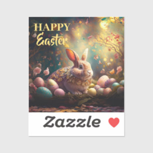 Happy Easter Bunny with Easter eggs