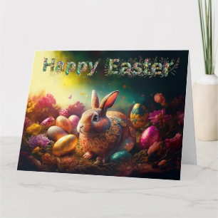 Happy Easter Bunny with Easter eggs Card
