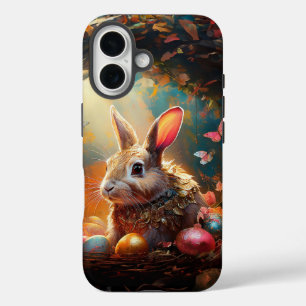 Happy Easter Bunny with Easter eggs iPhone 16 Case