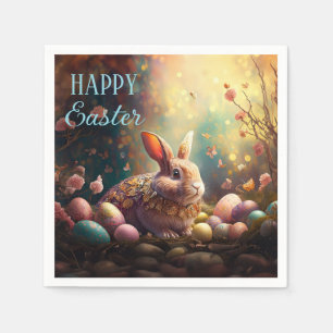 Happy Easter Bunny with Easter eggs Napkin