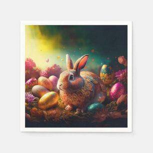 Happy Easter Bunny with Easter eggs Napkin