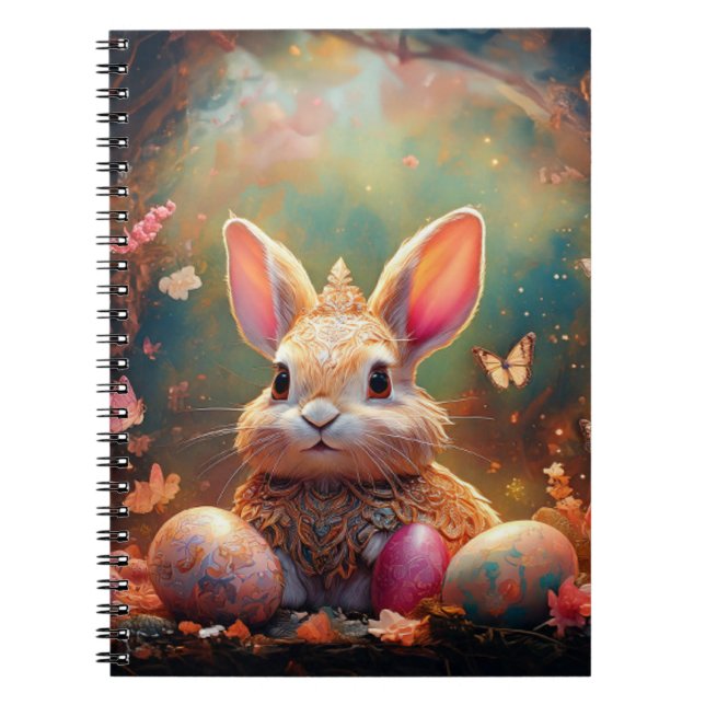 Happy Easter Bunny with Easter eggs Notebook (Front)