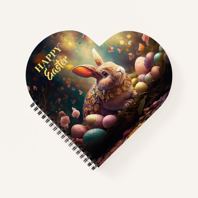 Happy Easter Bunny with Easter eggs Notebook (Front)